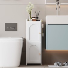 Small Bathroom Storage Cabinet,Corner Floor Cabinet with 2 Doors and Adjustab...