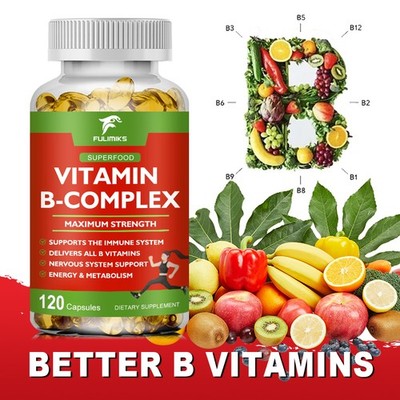Vitamin B-Complex Capsules Supplement, Immune & Energy Support Brain & Heart