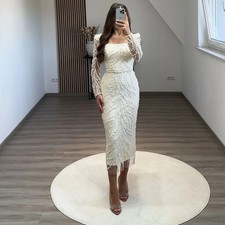 Luxury Women's Evening Dresses For Wedding Long Sleeves Mermaid Formal PartyGown