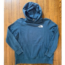 The North Face Womens Box Logo Hoodie Blue Never Stop Exploring Large L