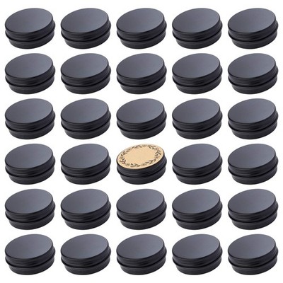 Art Secret 1 Oz 30Ml Black Screw Top Aluminum Tins Labels 32 Pack