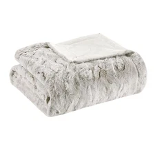  Ultra-Soft Poly Fur, Reversible Plush, All Season & 108x90" Snow Leopard