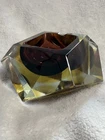 Vintage Murano Sommerso Glass Ashtray Amber Brown Faceted Geometric Italy 1960s