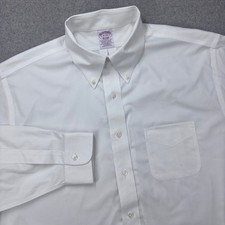 Brooks Brothers Dress Shirt Mens 16-33 White Non-Iron Stretch Supima Cotton