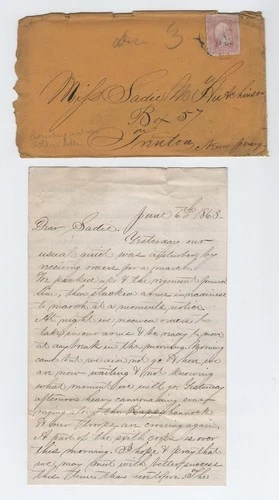CIVIL WAR LETTER - 5th New Jersey Vols - Cannons Raging Along the Rappahannock !