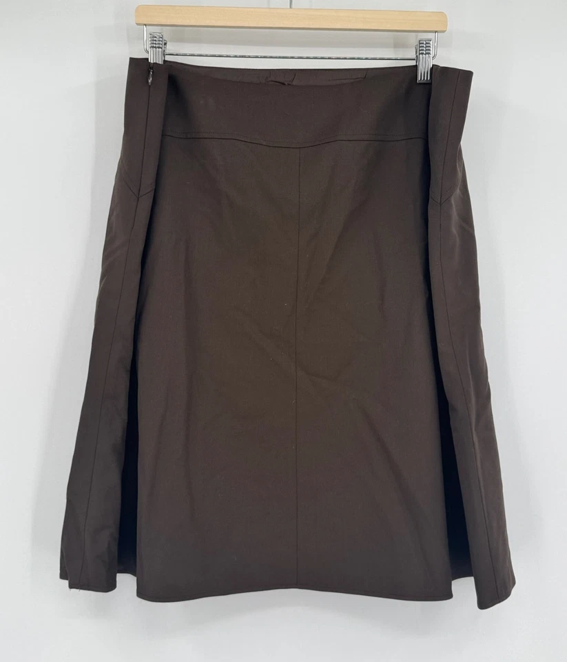 Falda Lafayette 148 New York Marrón Oscuro Lana Hasta la Rodilla Línea A Talla 16 Foto 2 de 2