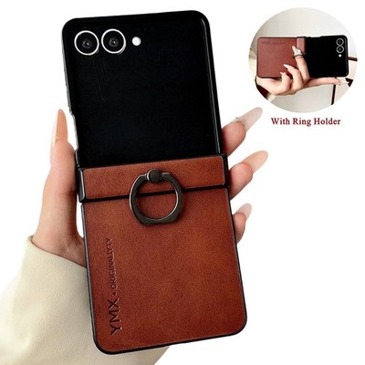 Dustproof Leather Ring Stand Case Rugged Cover For Samsung Z Flip 7 6 5 2025