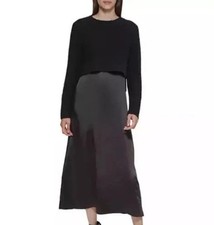 Calvin Klein Satin Dress Cropped Sweater Set Women’s Size 8