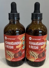 2 X Liquide Ashwagandha/Reishi Drops Dietary Supplement 4 fl.Oz by 360 Nutrition