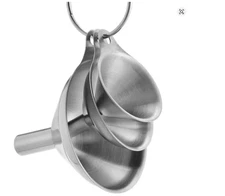 3 Piece Stainless Steel Funnels Set with Handle for Liquid/Powder