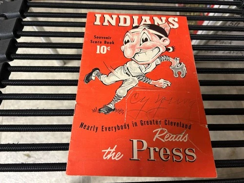 original 1947 CY YOUNG (DECEASED 1955) actually signed CLEVELAND INDIANS PROGRAM