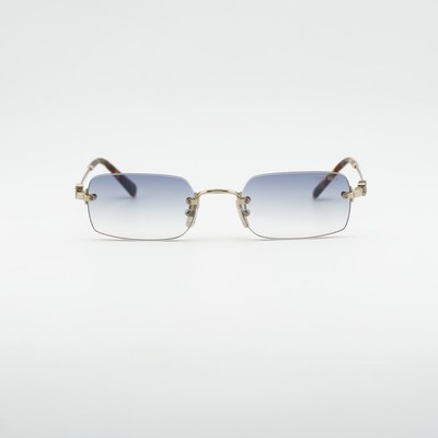 Miu Miu MUA50S ZVN30C Rectangle Sunglasses-Pale Gold\\Blue Mirror Silver Gradient Miu Miu MU A51S ZVN10P Unisex Rectangle Sunglasses in Gold  main image 2