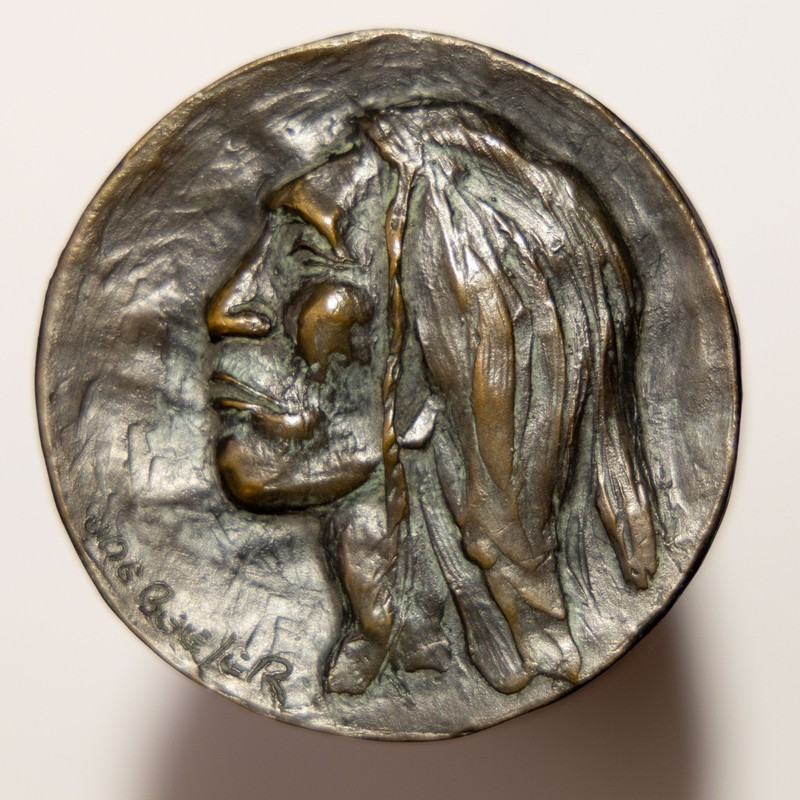 Rare Eddie Basha Joe Beeler - 3 1/2" Bronze Medallion - 1994 Plains Indian (b)