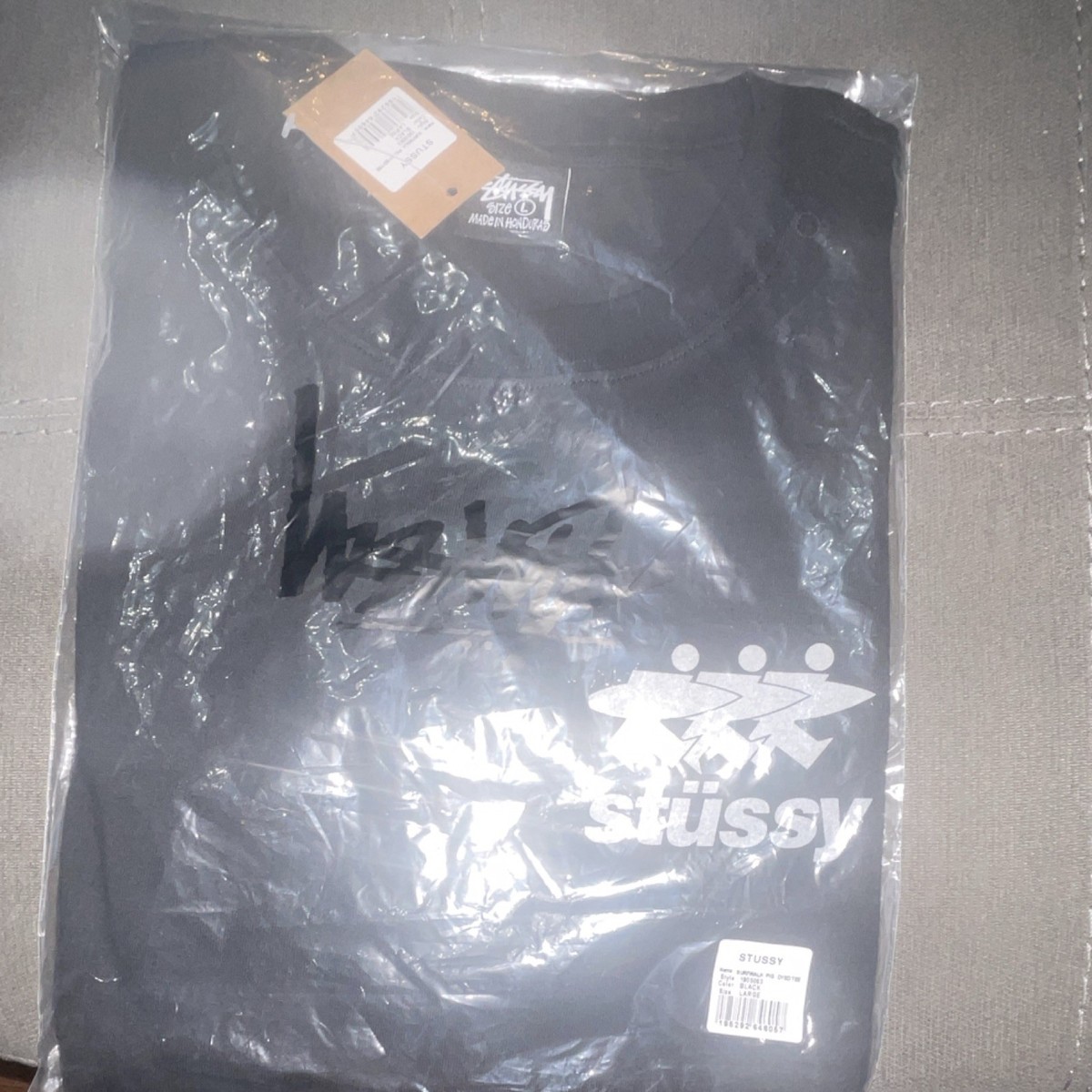 Stussy Surfwalk Pigment Dyed Black Graphic Print Men's Crew Neck T