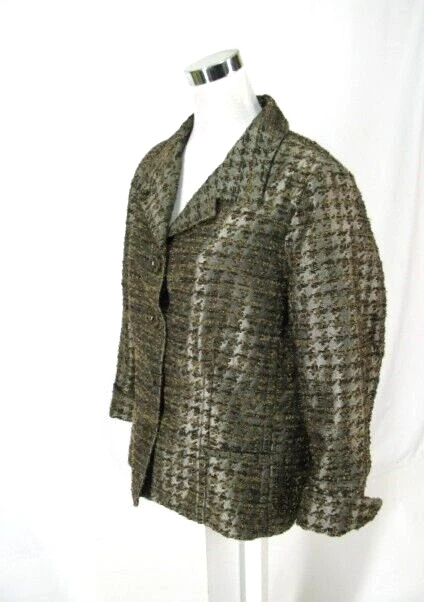 Chaqueta Blazer Chicos Talla 3 Marrón Taupe Brillo Bordado Texturizado XL 16 18 Foto 4 de 4