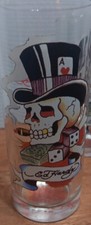 4 Ed Hardy Tattoo Print 6" Tall 14 oz Drinking Glasses