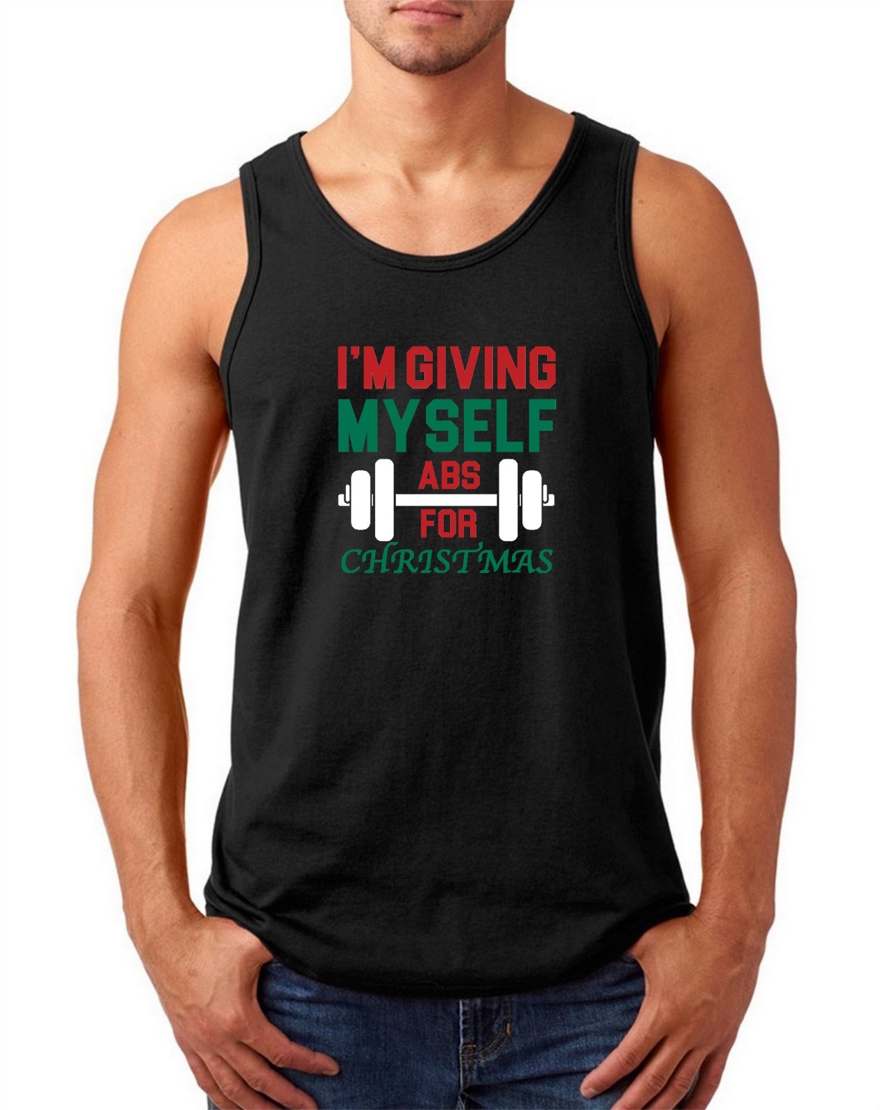 Tank Top I'm Giving Myself ABS For Christmas T Shirt Holiday Gift Workout Gym-image