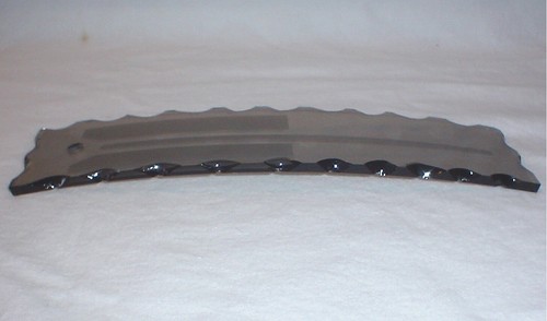 BEVELED CURVED GLASS CHANDELIER PANEL, GRAY SMOKED, 9-1/4", 2-1/4”, VINTAGE 70S - Picture 4 of 5