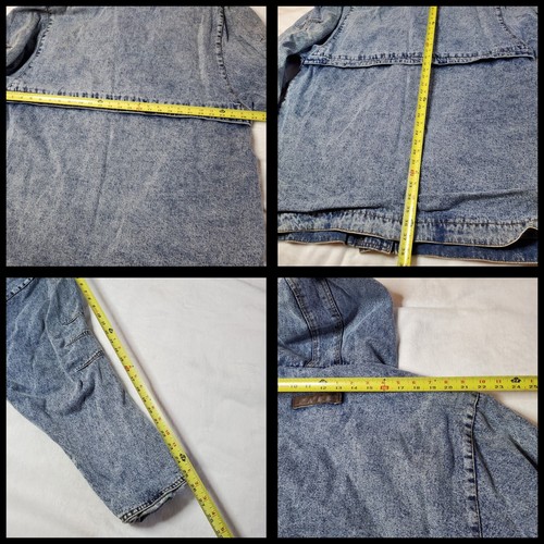 VTG Denim Chore Jacket Oversized Lined Hooded Full Zip Toggle Buttons Womens 2XL - Picture 20 of 24
