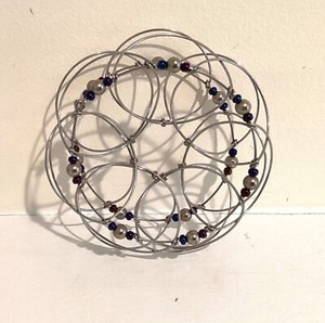 FOLDING SILVER & BEEDS- WIRE MANDALA MEDITATION AID Puzzle | Fidget puzzle