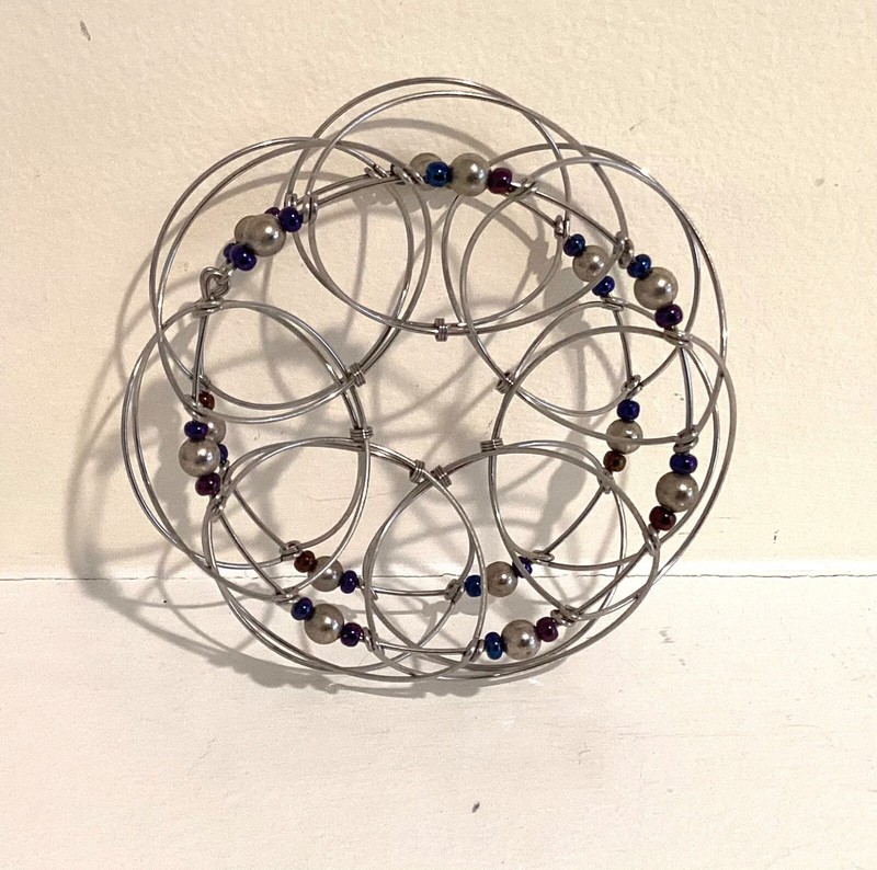 FOLDING SILVER & BEEDS- WIRE MANDALA MEDITATION AID Puzzle | Fidget puzzle