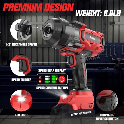 Llave de impacto inalámbrica de 1/2" para batería Milwaukee de 18 V, 1600 ft-lbs - Picture 2 of 8