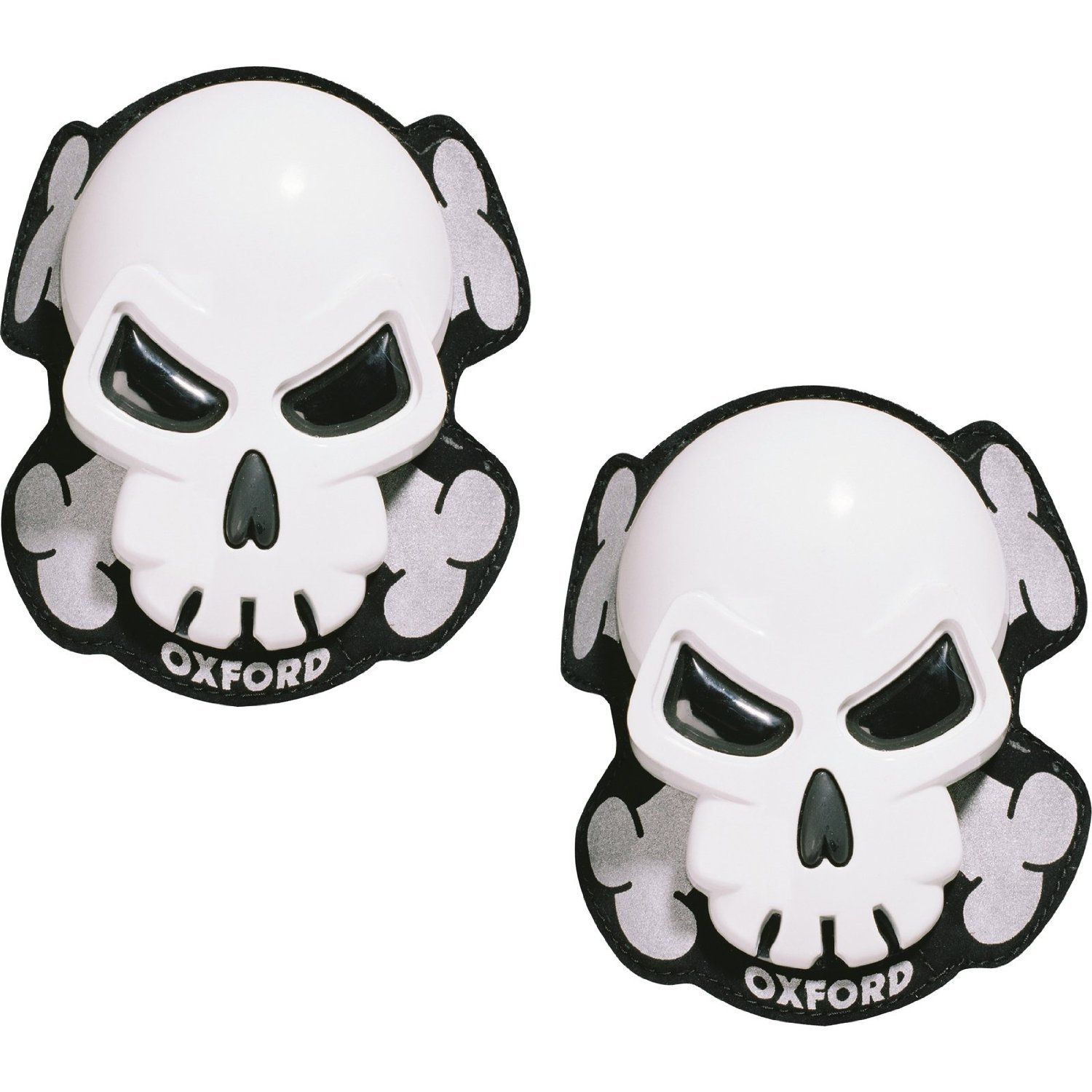 Knee Sliders Oxford SKULL For Motorcycle Motorbike Leathers White OX682 T