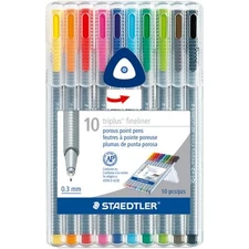10 - STAEDTLER Triplus Fineliner Pourous Point Pens - 0.3mm - Assorted Ink - New