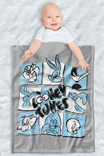 Looney Tunes Soft Fleece Baby Blanket, Cozy Crib Throw 30"x40" The Looney Bunch