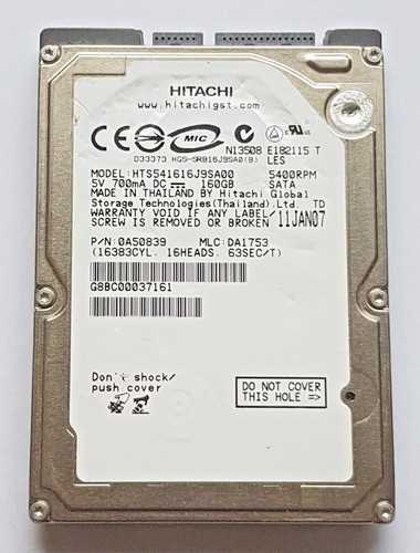 160 GB SATA Hitachi HTS541616J9SA00 5400RPM 8MB HDD 2,5" interne Festplatte