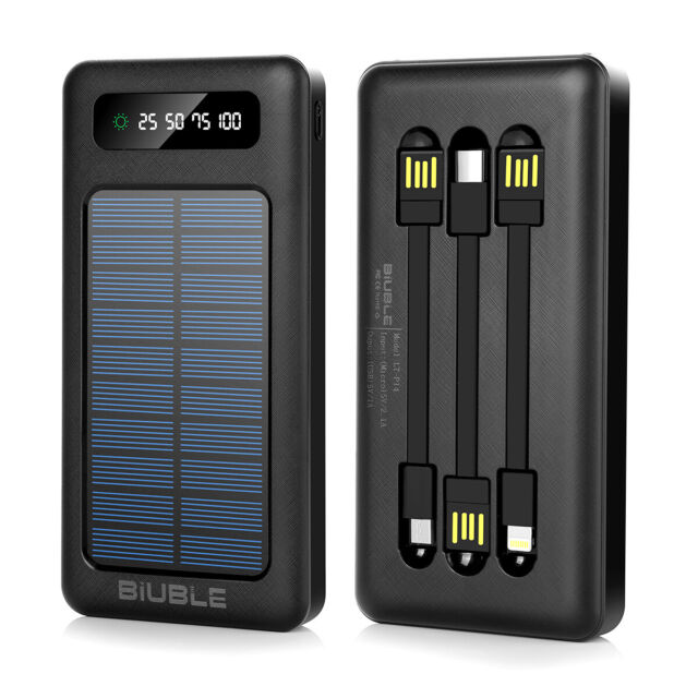 BIUBLE 900000mAh Solar Powerbank Batterie Ladegerät ZusatzAkku USB Für Handy