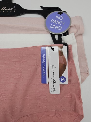 CARRIE AMBER 3 Pack No Lines Briefs Panties Womens M L XL White Mauve Pink - Picture 4 of 5