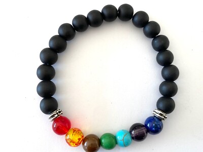 Armband Naturstein 7 Chakren Onyx 8mm