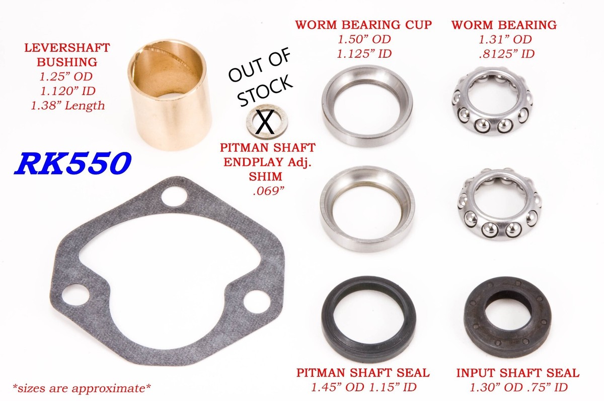 RK550 Repair Kit - Manual Saginaw Steering Gear Type 525 STEEL