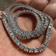 Men's 27.06Ct Certified Natural Diamond Tennis Necklace 10K White Gold 26"