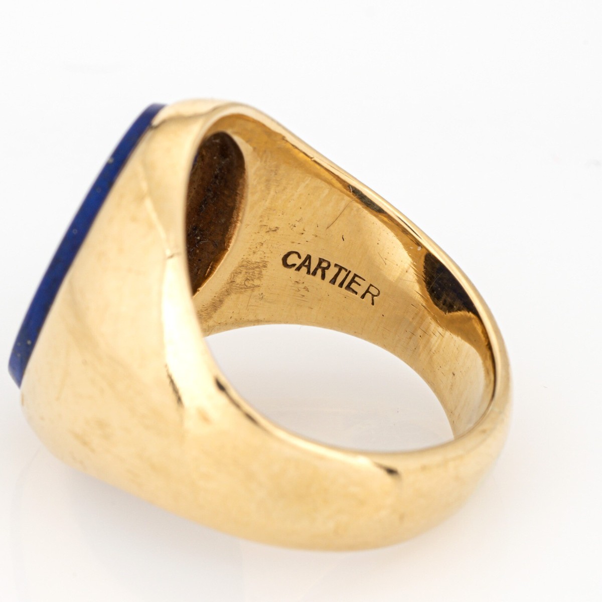 70s Cartier Ring Larter & Sons Lapis Lazuli Signet Vintage 18k 