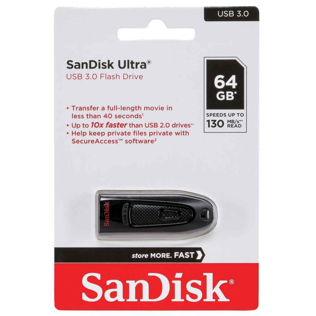 SanDisk Ultra 64GB USB 3.0 Flash Drive 130mb/S Pen Drive