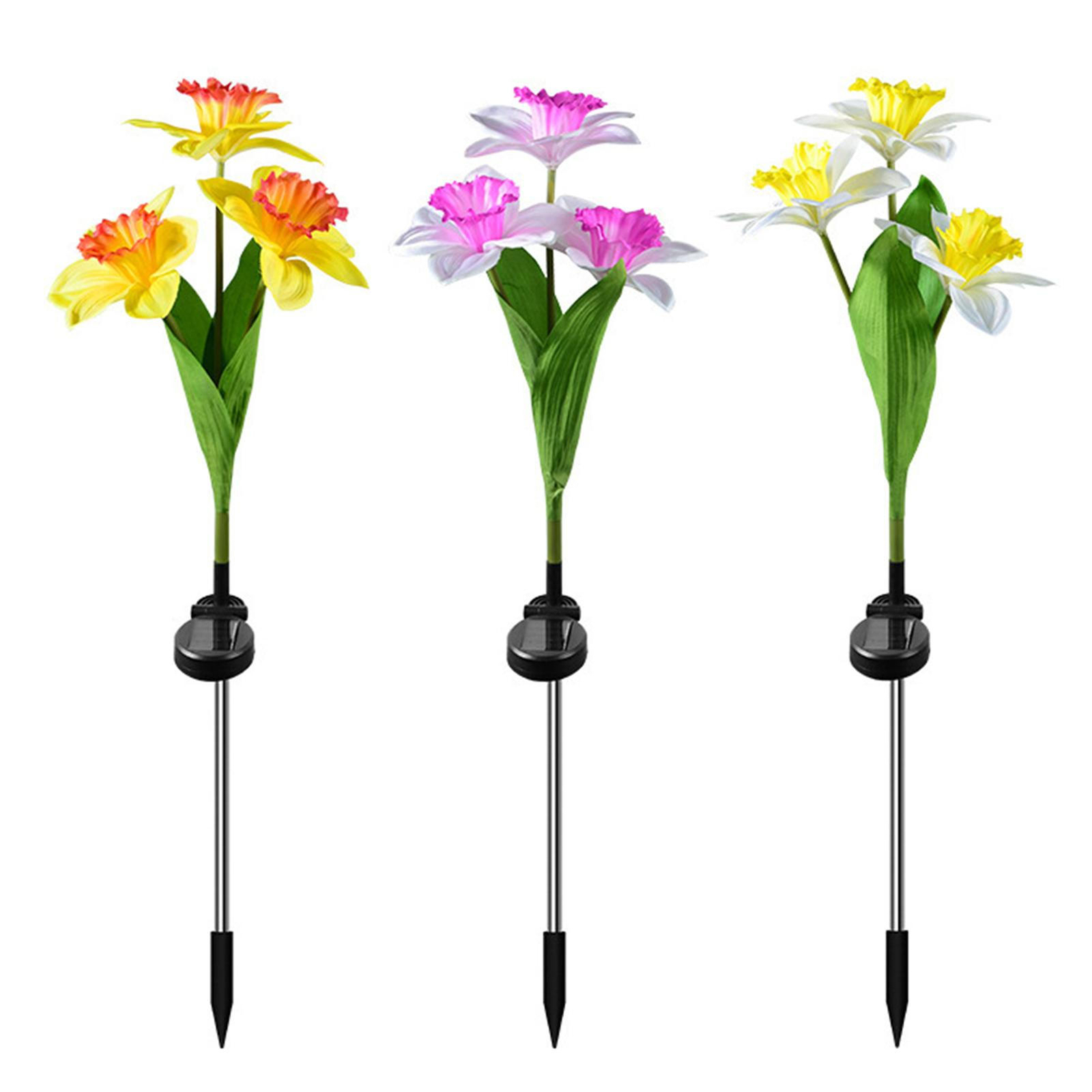 Flower Solar Powered Lights Outdoor Waterproof LED Daffodils Stake