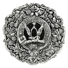 Art Pewter Clan Crest Plaid Brooch J - Z [Various Clans and Designs Available]