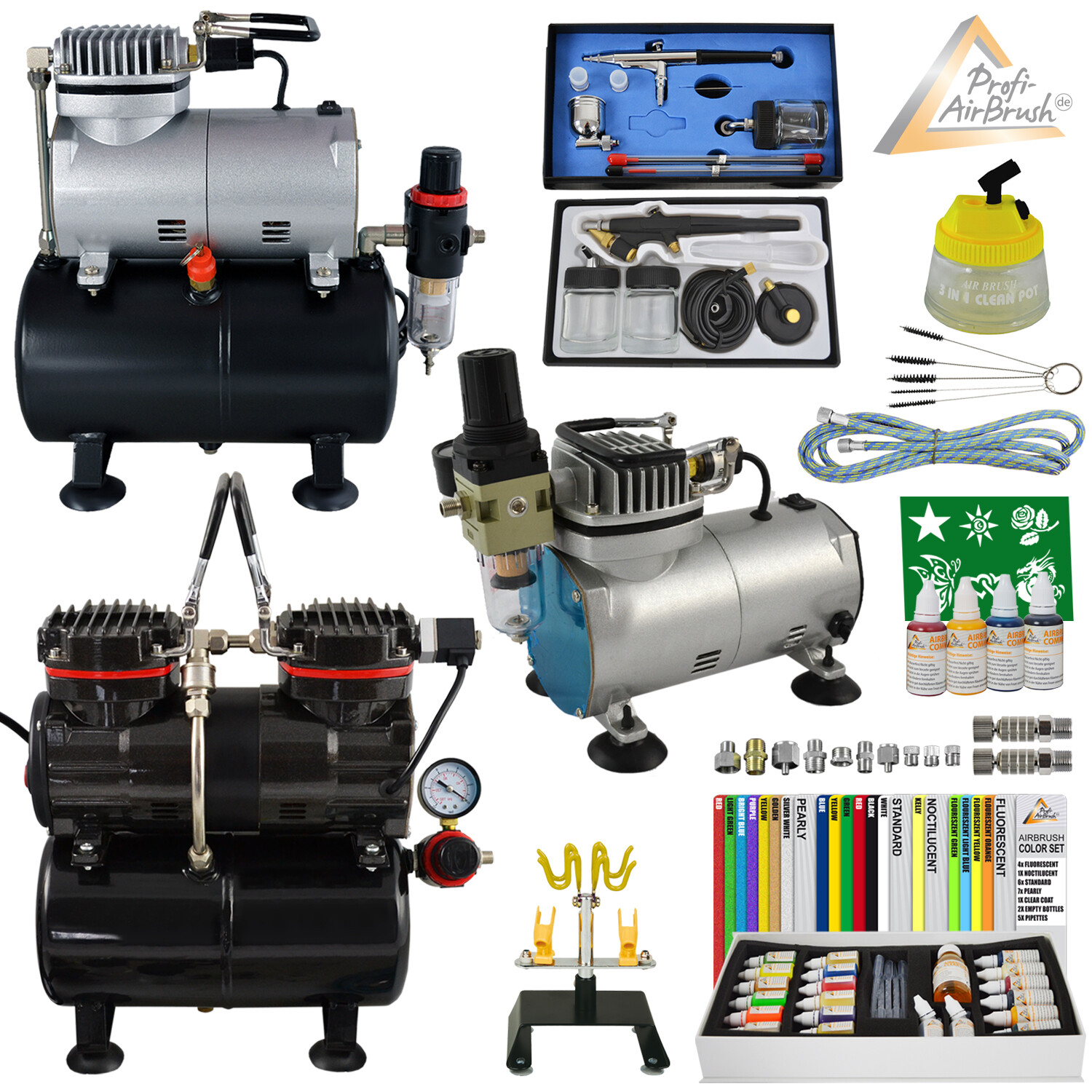 AIRBRUSH COMPRESSOR KIT AIR BRUSH SET GUN PAINT CLEANER COLOURS NAIL
