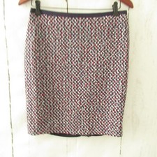 Talbots Skirt 6 Petite P Navy Blue Red Tweed Boucle Straight Pencil
