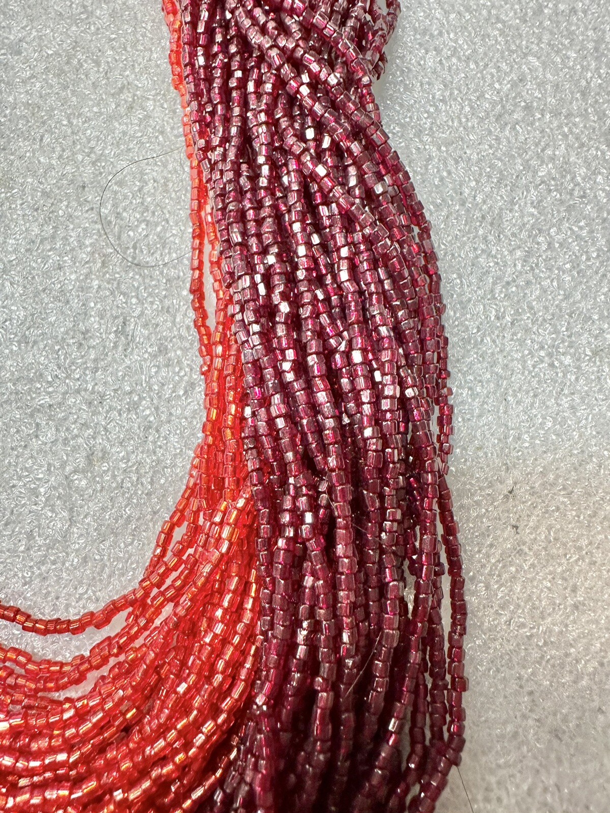 VTG 19” Bugle Seed Bead Ruby Red Multi Strand Bal… - image 4
