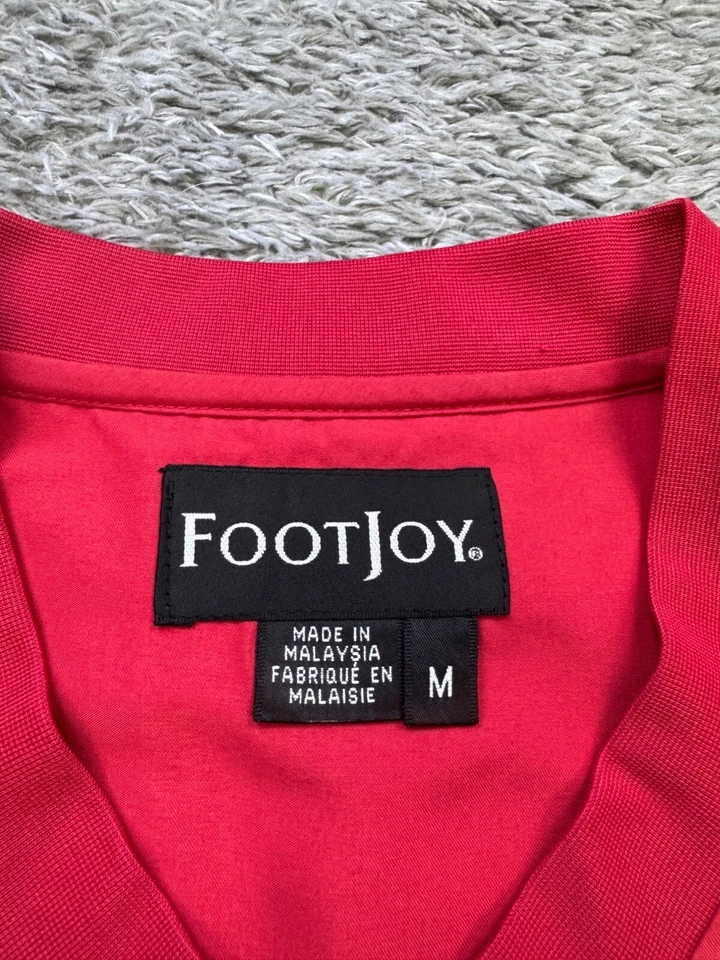 Footjoy Jacket Men Medium Red V Neck Short Sleeve Windshirt Golf Windbreaker Vtg - Image 3 of 4