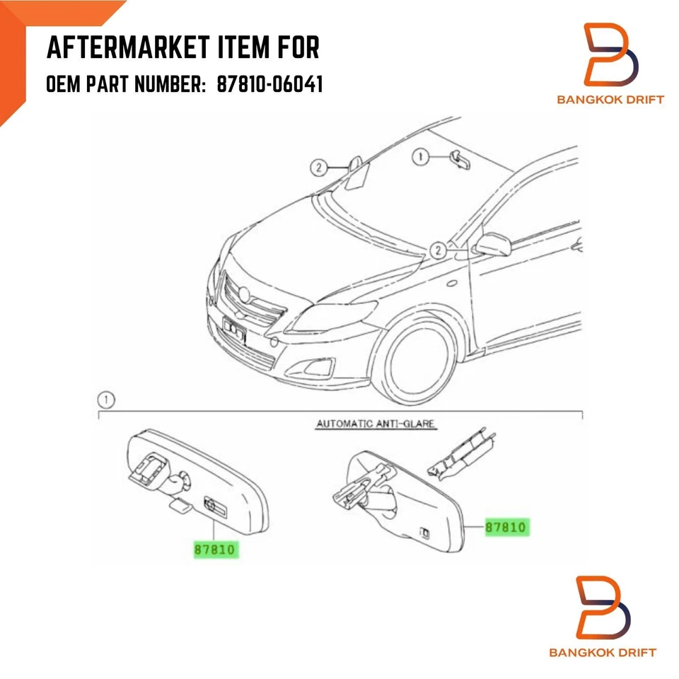 ВНУТРЕННЕЕ ЗЕРКАЛО ЗАДНЕГО ВИДА ДЛЯ TOYOTA COROLLA YARIS CAMRY PRIUS HILUX 05-14 - Изображение 2 из 4