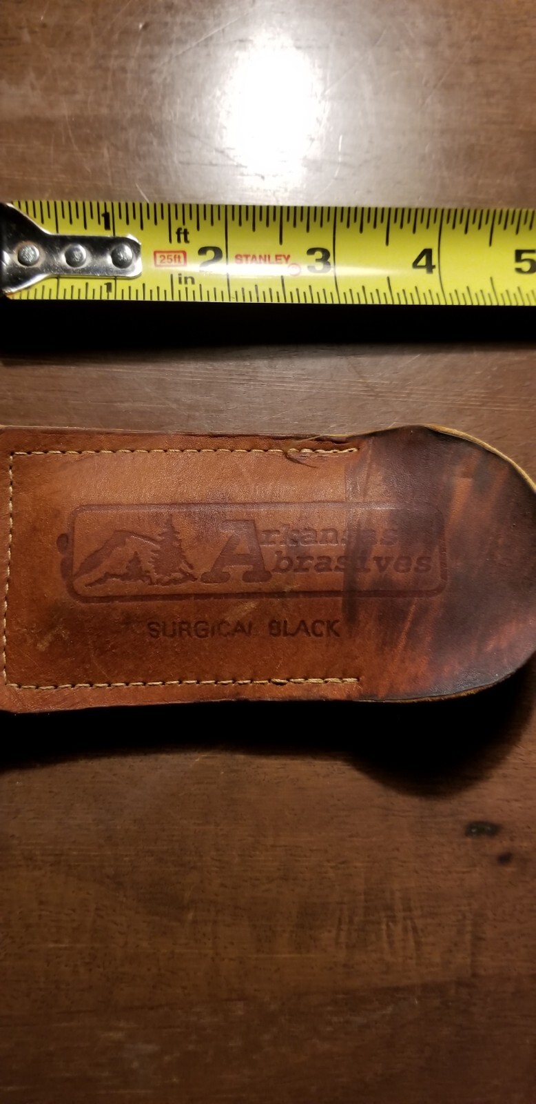 Vintage Arkansas Abrasives Pocket Whetstone With Leather Sheath