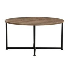 HOUSEHOLD ESSENTIALS Coffee Table 31.5" Round Lightweight Acrylic/Metal Gray