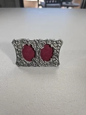 Vintage Mini Double 1984 Pewter Metal Photo Picture Frame