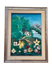 Dipinto Firmato con Paesaggio Bucolico e Fiori - Arte Contemporanea - 90 x 70 cm