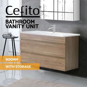 Cefito Bathroom Vanity Cabinet Basin Unit Sink Storage Wall Mounted Oak 900mm 9355720021509 Ebay