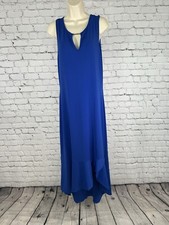 NWT Thalia Sodi April Fashion High Low Blue Layered Keyhole Neck Long Dress M